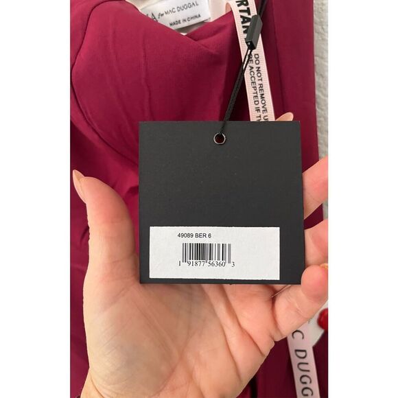 Mac Duggal Berry One Shoulder High Slit Ruffle Gown 49089 NEW NWT - Picture 8 of 10